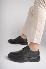 Muggo SMITH Chaussures pour hommes classiques et confortables en cuir véritable, style décontracté, avec semelle orthopédique épaisse.