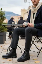 Bottes Muggo RAFA pour hommes, doublées de fourrure, à fermeture éclair et à lacets 