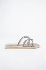 Muggo Bella Kadın Garantili Günlük Ortopedik Taşlı Şık Tarz ve Rahat Terlik