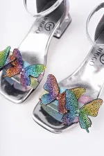 Muggo KENZİE Kelebek Detaylı Bilekten Bağlamalı Kız Çocuk Kısa Topuklu Ayakkabı