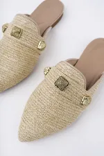Pantoufles décontractées en paille à bout fermé pour femmes Muggo KENDAL