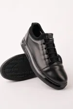 Baskets décontractées à lacets Muggo DUSK en cuir véritable pour homme, semelle épaisse.