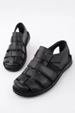 Sandales orthopédiques décontractées pour hommes Muggo Edinburgh, en cuir véritable, confortables et à semelle souple, garanties par la marque Edinburgh.