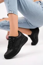 Chaussures de sport confortables et orthopédiques Muggo Asel pour femmes, à lacets et fermeture éclair latérale.