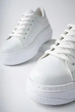 Muggo MİTOS Garantili Kadın Günlük Yüksek Taban Bağcıklı Sneaker Spor Ayakkabı