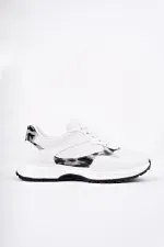 Muggo MELODY Kadın Kalın Taban Günlük Leopar Desenli Bağcıklı Sneaker Spor Ayakkabı