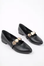 Ballerines Muggo POENA à bride unique pour femme, ornées d'une broche.