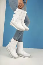 Muggo Felya Garantili Kadın İçi Kürklü Cırtlı Yağmur Ve Kar Botu