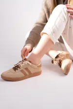 Muggo TAUPE Double Lace-Up Women's Casual Sneaker Sports Shoes
