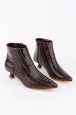 Bottes Muggo ÇAÇA pour femmes, bout pointu, talon fin et fermeture éclair, motif crocodile