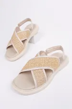 Muggo ELİSHA Lastikli Kadın Günlük Hasır Sandalet