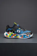 Muggo BLOCK Colorful Block Sole Velcro and Lace-up Kids' Sneaker Sports Shoes