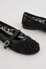 Muggo LACE Women's Mesh Detail Beaded Strappy Stylish Casual Ballet Flats Muggo LACE Women's Mesh Detail Beaded Strappy Stylish Casual Ballet Flats