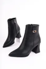 Bottes Muggo LUXERA pour femmes, bout pointu, avec boucle, fermeture éclair et talon épais.