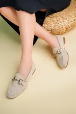 Mocassins décontractés en cuir pour femmes Muggo MONA avec boucle métallique garantie