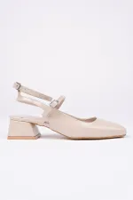 Chaussures Muggo CHOPRA à bout carré, double cambrure, bride cheville et talon bas ouvert à l'arrière