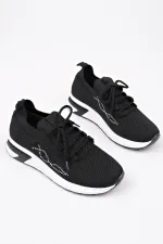 Chaussures de sport Muggo MARTHA pour femmes, à semelle épaisse, en maille décontractée et à lacets ornées de strass.