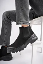 Muggo RAGNAR bottes Chelsea en cuir véritable à semelle épaisse pour hommes