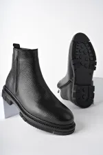 Bottes d'hiver pour hommes Muggo Chelsea en cuir véritable avec double fermeture éclair garantie