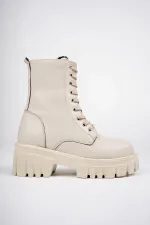 Muggo JUST Guaranteed Thick Sole Zippered Lace-up Women's Combat Boots 