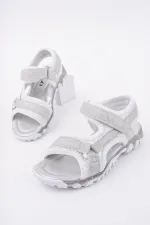 Muggo ELON Cırtlı ve Simli Günlük Kız Çocuk Sandalet