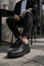 Chaussures de sport décontractées à lacets en cuir véritable Muggo REEDS pour hommes