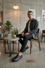 Chaussures décontractées classiques pour hommes Muggo LEGACY en cuir véritable, à enfiler et à semelle confortable