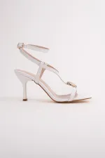 Muggo HEART Women's Sandals with Heart Accessory and Thin Heel