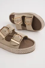 Muggo GOLDY Women's Double Buckle Adjustable Comfortable Sole Casual Slippers