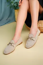 Mocassins décontractés en cuir pour femmes Muggo MONA avec boucle métallique garantie