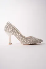 Chaussures de soirée et de mariage Muggo STONY à talons hauts ornées de pierres et de perles