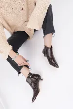 Bottes Muggo ÇAÇA pour femmes, bout pointu, talon fin et fermeture éclair, motif crocodile