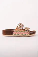 Pantoufles décontractées pour femmes Muggo BEFOR à double boucle et motifs