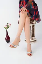 Muggo CHARLOT Bilekten Bağlamalı Kadın İnce Topuklu Ayakkabı