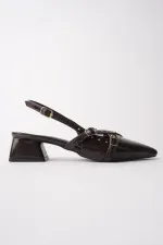 Chaussures à talons bas pour femmes Muggo JOLY, bout pointu et talon ouvert, avec accessoires métalliques