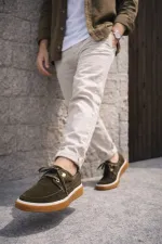 Muggo CRAFT Genuine Suede Leather Lace-up Men's Casual Loafer Shoes