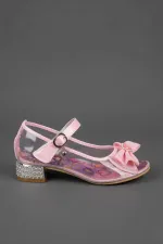 Chaussures habillées à talons hauts pour filles Muggo PONYTA transparentes à paillettes et nœud, ornées d'un nœud.