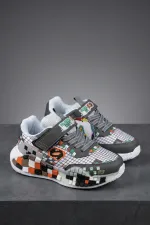 Muggo BLOCK Colorful Block Sole Velcro and Lace-up Kids' Sneaker Sports Shoes