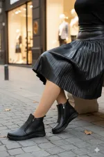 Muggo FENİKS Hakiki Deri Çift Fermuarlı Kadın Bot