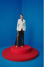 Muggo MARGARET Rhinestone Embellished Pointed Toe Open Back Elastic Women's Classic High Heel Shoes