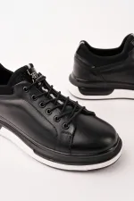 Baskets décontractées à lacets et semelle épaisse en cuir véritable pour homme Muggo REID