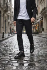 Baskets décontractées à lacets et semelle épaisse en cuir véritable Muggo Hudson pour homme