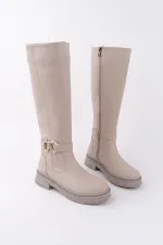 Muggo AVENTRA Kemer ve Toka Detaylı Fermuarlı Kadın Çizme