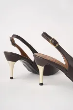 Muggo STARLYN Pointed Toe Open Back Women's High Heels with Stone Embellishments