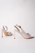 Muggo PURELINE Patent Leather Pointed Toe Thin Heel Open Back Women's High Heels