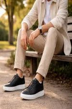Muggo LEONS Genuine Leather Men's Thick Sole Lace-up Casual Sneaker Muggo LEONS Genuine Leather Men's Thick Sole Lace-up Casual Sneaker