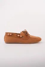 Muggo Multi-Colored Beaded Detail Women's Casual Lace-up Loafer Shoes Muggo Multi-Colored Beaded Detail Women's Casual Lace-up Loafer Shoes