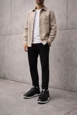 Baskets décontractées à lacets et semelle épaisse en cuir véritable pour homme Muggo REID