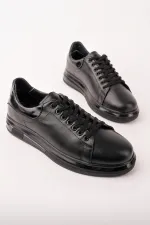 Baskets décontractées à lacets et semelle épaisse en cuir véritable Muggo Hudson pour homme