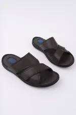 Muggo Eco Guaranteed Men's Casual Genuine Leather Comfortable Soft Sole Orthopedic Slippers